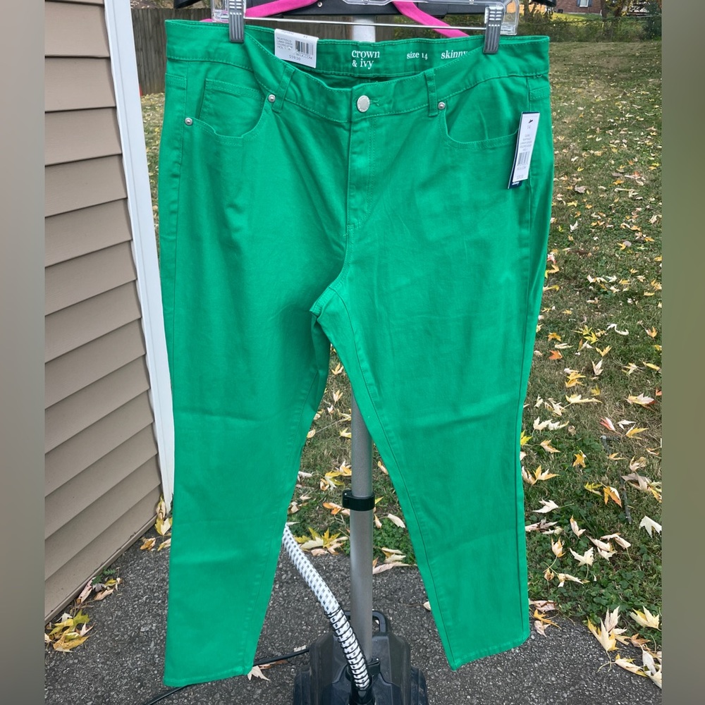 Green skinny jeans - Size 14